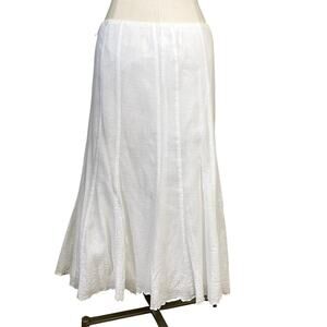 Y2K Dress Barn White Cotton Fairy Core Boho Whimsy Coquette Flare Fishtail Skirt